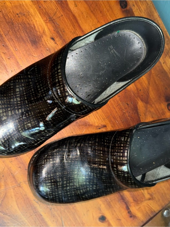 Dansko Shoes - Women’s Dansko Black Patterned Slip-On Work Clogs